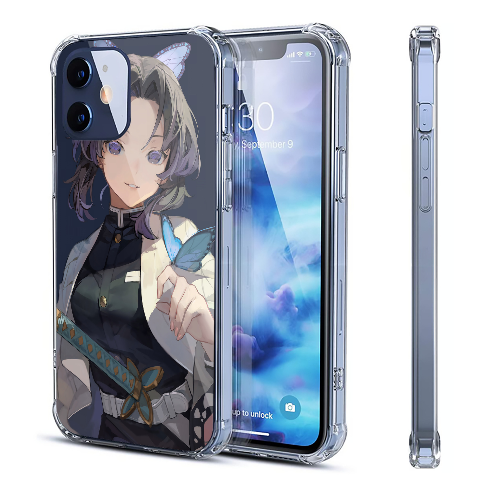 （画像用） 鬼滅の刃（きめつのやいば）蟲柱-胡蝶 しのぶ／こちょう しのぶ Kochou Shinobu 【iPhone 12シリーズ対応】透明スマホケース（クリアソフトケース）